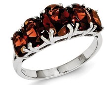 Sterling Silver Five Stone Garnet Ring 4.0 Carat ctw 