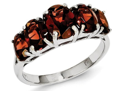 Sterling Silber Ring mit fünf Steinen Granat 4,0 Karat (ctw)