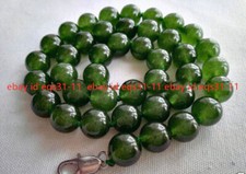 AAA New Fashion Natural 10mm Dark Green Jade Gemstone Round Beads Necklaces 18"