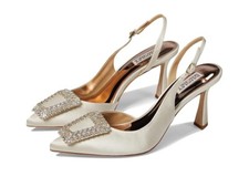 Badgley Mischka Z5661 Womens Ivory Satin Enida Slingback Pumps Size 6.5 M