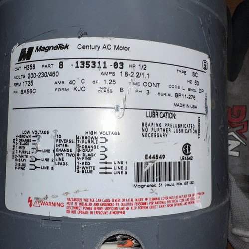 Magnetek H358 8-135311-03 Motor