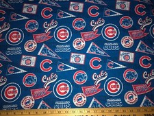 NEW MLB CHICAGO CUBS COTTON Fabric 1/4 yard 9inX58in VINTAGE PENNANTS DIY MASK
