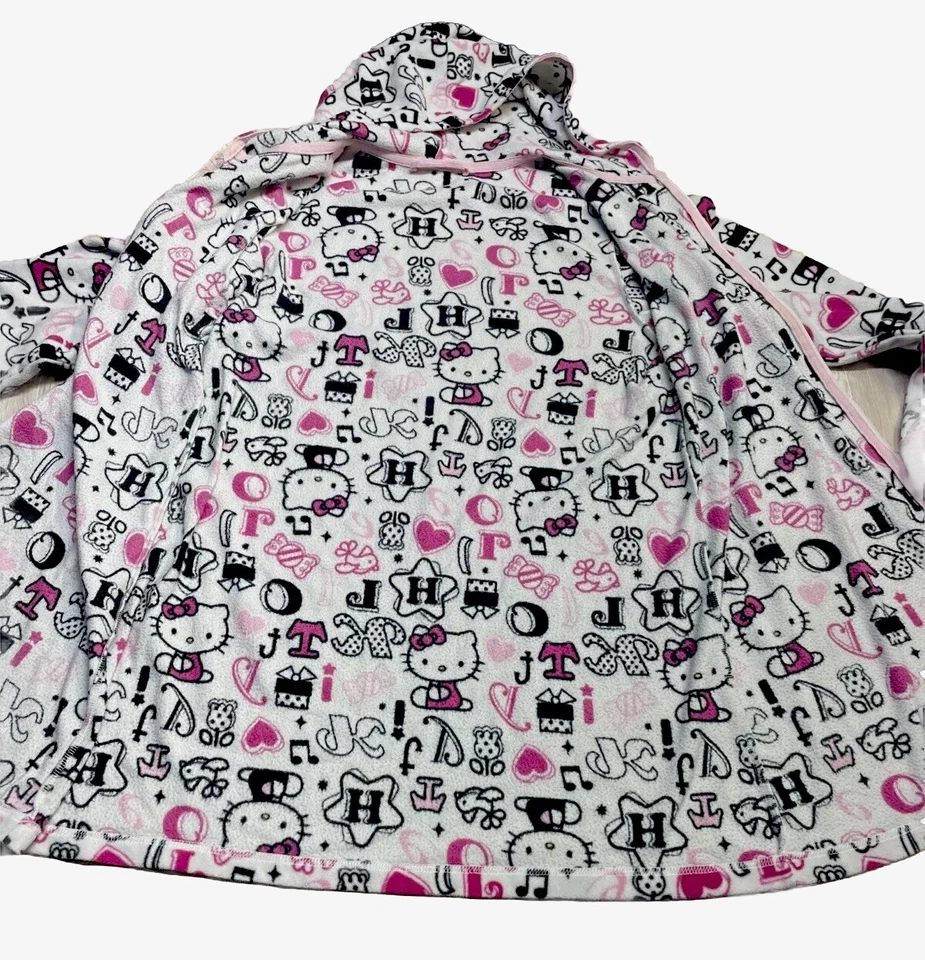 Hello Kitty Size Small Girls Zip Up Hooded Robe All Over Print - Image 3 of 4