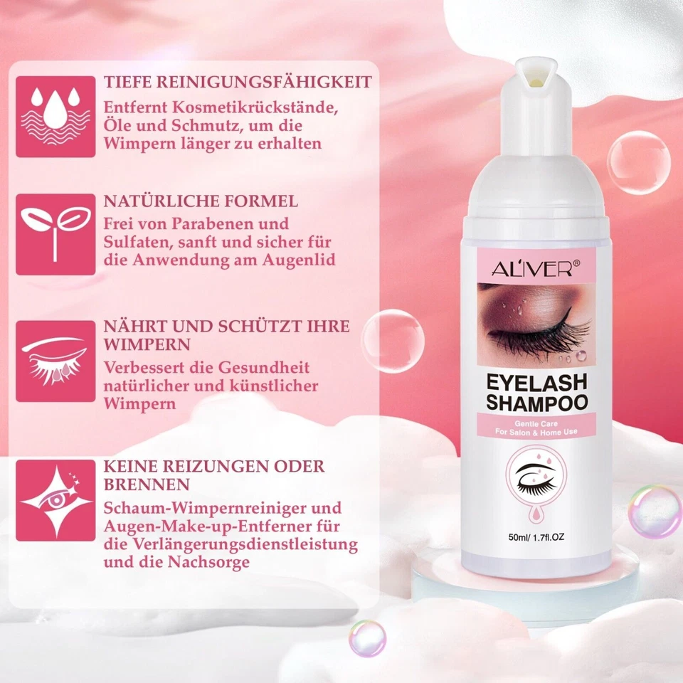 Wimpernshampoo Wimpernschaum Cleanser Wimpernverlängerung Reiniger XL Set - Bild 4 von 4