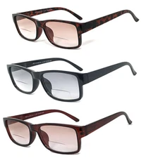 1 or 2 Pairs Retro Square Frame Men Women Tinted Lens Bifocal Reading Sunglasses
