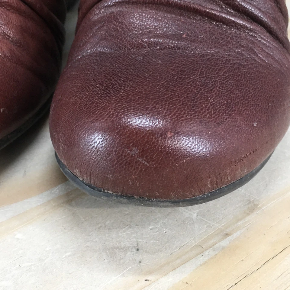 Yuu Botas Mujer 8.5 M Marsha Botín Cuero Marrón Punta Redonda Tacones Cubanos Foto 4 de 4