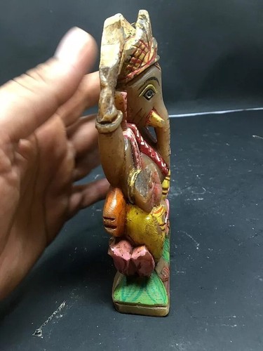 Vintage Hand Carved Beautiful Marble Stone Hindu Lord Ganesha Figure Statue Idol - Picture 7 of 9
