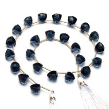 London Blue Topaz Color Quartz Faceted 8 mm Size Trillion Shape Beads 11"