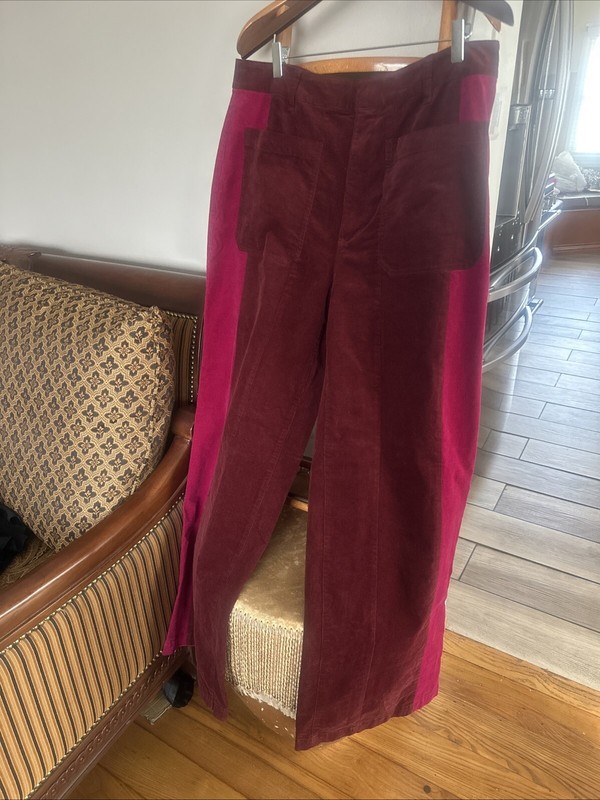 Pink And Burgundy Corduroy  Pants Trousers Sz 18 Wide Leg