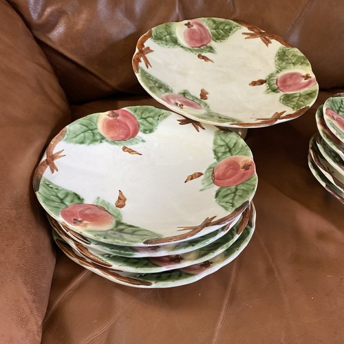Set of 9 Hautin Boulenger et Cie Choisy-Le-Roi Barbotine Majolica Plates Cake - Picture 2 of 9