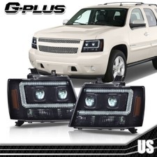 Fit For 07-14 Chevy Tahoe Suburban Led Projector Headlight Lamps Smoked