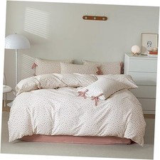 Pink Floral Duvet Cover Set for Girls Women, Pure Twin Bow Tie  pattern 1