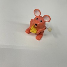 Vtg Rare Wind-up Pink Flipping Mouse Cheese Tomy Brand Works Flipper Toy Flips