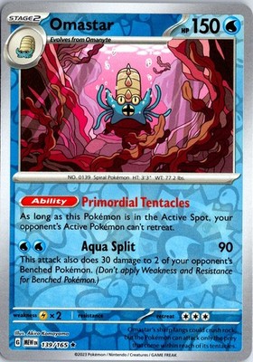 Omastar Reverse Holo Rare SV: Scarlet & Violet 151 139/165 NM