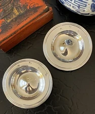 Rare Petite Asprey English Sterling Silver Armada Serving Dish Pair 2.25” c1998