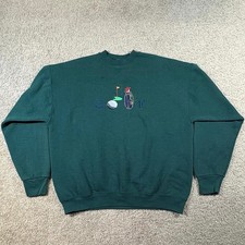 Vintage 90s Golf Embroidered Cottagecore Grandpa Green Crewneck Sweater Mens XL