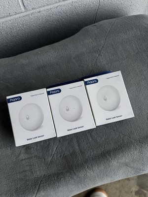 Aqara Water Leak Sensor Lot of 3, White Water Detector w/ Remote Monitoring