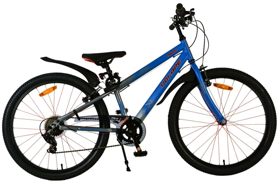 Volare Rocky Kinderfahrrad - 24 Zoll - Blau - 7 Gang für Jungen