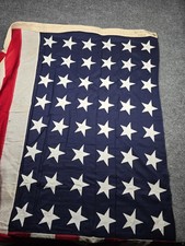 Vtg Pre 1959 48 Star Valley Forge American Flag 5ft x 9.5ft - Cotton Sewn Stars