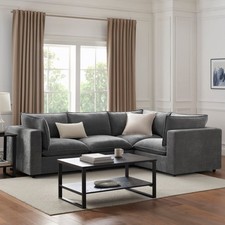 Dusk Boston Grey Velvet Small Right Hand L-Shape Sofa RRP £1929