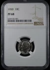 1950 Roosevelt Dime Proof 10c- NGC PF 68 -Lower Mintage Tougher Date High Grade!