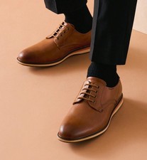 Men's Formal Dress Shoes Oxford Shoes Lace up Casual Shoes for Work Tan