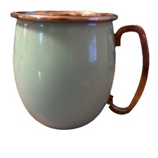 Unbranded Light Blue Enamel Coated 8 Ounce Metal Mug Cup Retro Camping