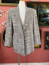 90  s Vintage Silk Blazer. Brown Textured Jacket USA Womens M / L