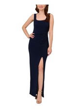 ADRIANNA PAPELL Womens Navy Sleeveless Full-Length Evening Gown Dress 4