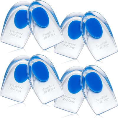 4 Pairs Gel Silicone Heel Pads Cups for Achilles Tendonitis Shoe Wedge Inserts