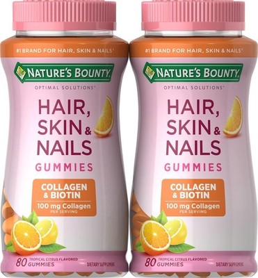 (2 Pack), 80 Total Servings Optimal Solutions Hair Skin & Nails with Biotin and