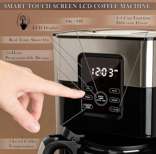 Fetions Caffettiera a Goccia 12 Tazze con Display LCD Touch *Danni alla Base* - Foto 2 di 6