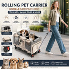 Rolling Pet Carrier for Cats & Dogs Double Compartment with Wheel Up to 38.5 LBS