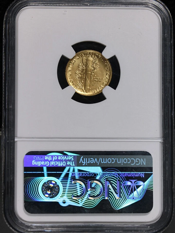 2016-W Gold Centennial Mercury Dime NGC SP70 1/10 oz 24k - Image 4 of 4