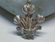 Sterling Silver 925 Prince of Wales Feathers ICH DIEN Bracelet Charm Pendant
