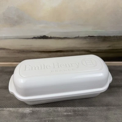 Williams Sonoma Emile Henry französische Keramik italienischer Brot Laib Bäcker weiße Schrammen - Bild 1 von 4