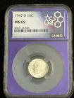 1947-D Roosevelt Dime NGC MS65 Trader Bea Purple Core
