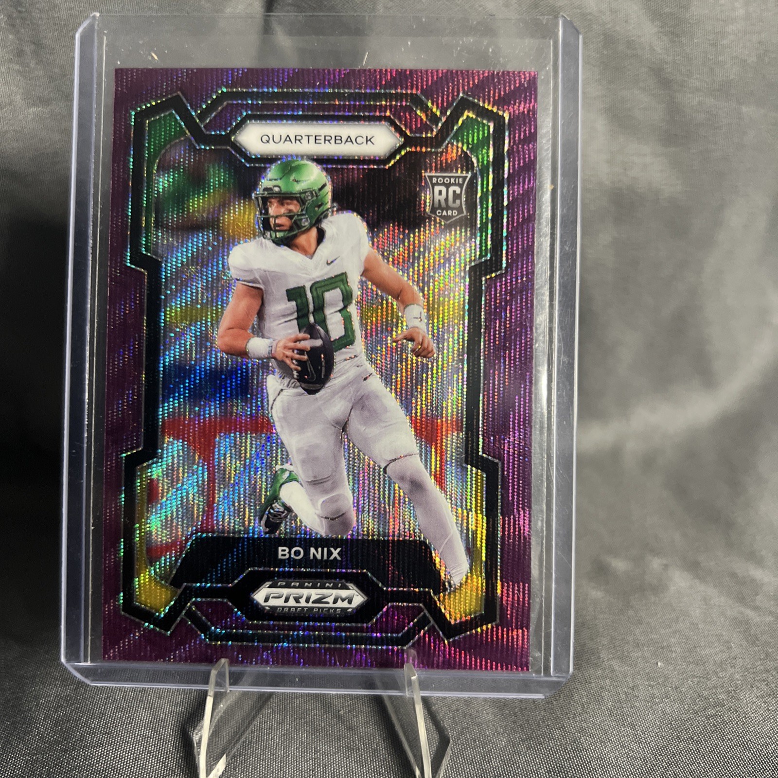2024 Panini Prizm Draft Picks - Bo Nix #105 Purple Wave Prizm (RC)