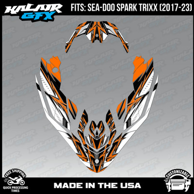 Graphics Kit for SEA-DOO Spark Trixx Jetski (2017-2023) Shred Series-ORANGE