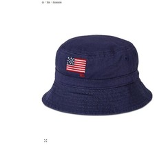 NEW Polo Ralph Lauren Baby Boys Cotton Embroidered Flag Bucket Hat Navy 12-24 Mo