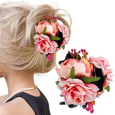 Flower Hairclip Pink Floral Hair Claw Clip Hawaiian Claw Clip Boho Hair Acees...