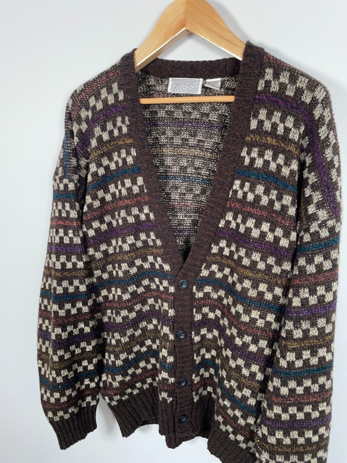 Method Geometric Pattern Cardigan Large Tall Brow… - image 10