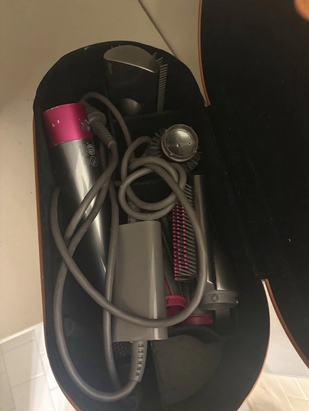 Dyson Multi Styler Hair Tool w/ Attachments, Interchangeable Barrels, Brown Case