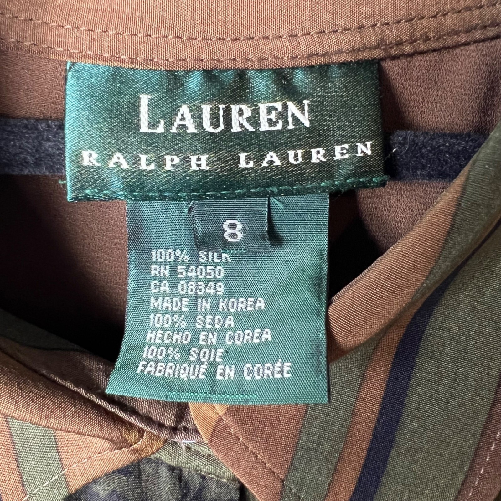 Vintage Lauren Ralph Lauren 100% silk equestrian button up dress women's size 8 thumbnail 15