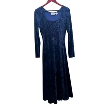 Vintage Womens Dress Sz M Crushed Velvet Whimsigoth Witchy Gothic Maxi Stretch 