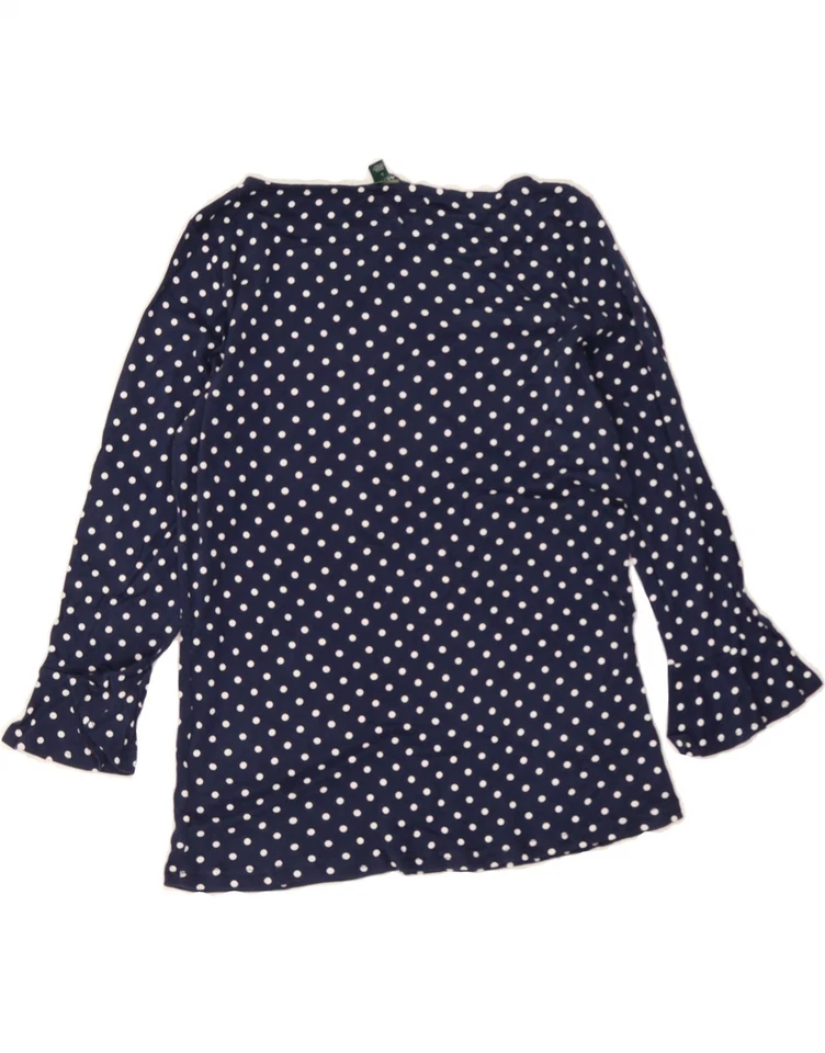 Top de mujer Ralph Lauren manga 3/4 Reino Unido 14 grande azul marino lunares algodón KN10 Foto 2 de 3
