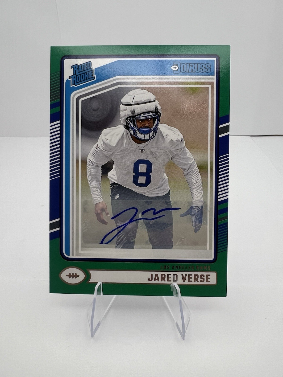 Jared Verse 2024 Donruss Green Press Proof Signed Auto Rated Rookie (RC) Rams