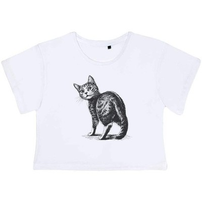 ''Süße Katze Blick zurück'' Damen Baumwolle Crop Tops (CO049301)