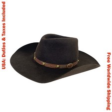 Akubra The Boss Mens Brown Pure Fur Felt Brown Western Hat Size 53 / UK 6 XS