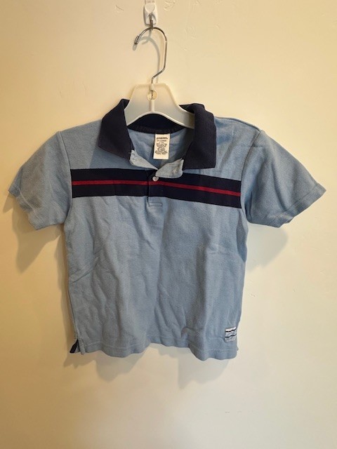 VINTAGE Gymboree Boy Blue Short Sleeve Polo Red Stripe Shirt Size XL (2002)